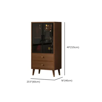 Unfixed Design Glass Doors Wine Cabinet with Shelf and Compartment Image - 14