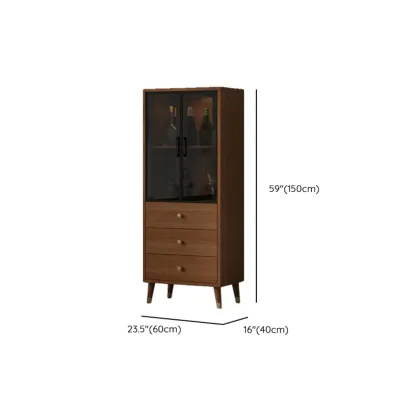 Unfixed Design Glass Doors Wine Cabinet with Shelf and Compartment Image - 15