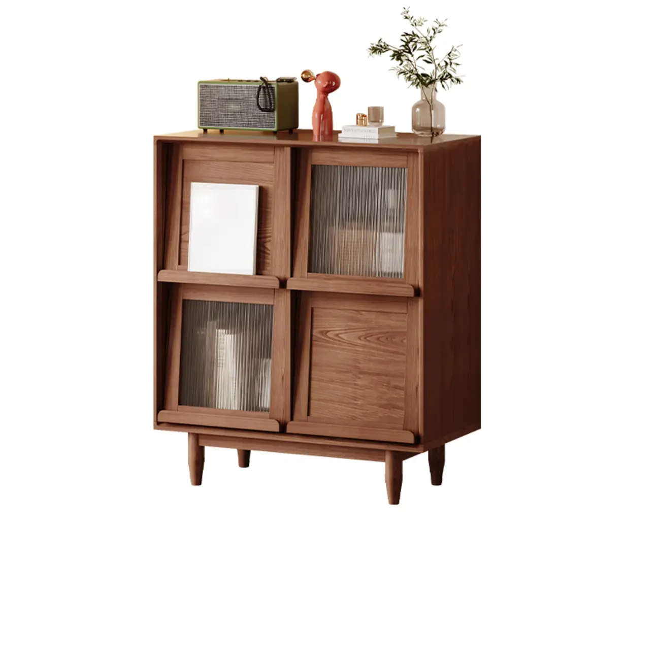 Elegant Rubberwood Modern Vertical Bookcase With Cabinets Image - 2 | homeyfad