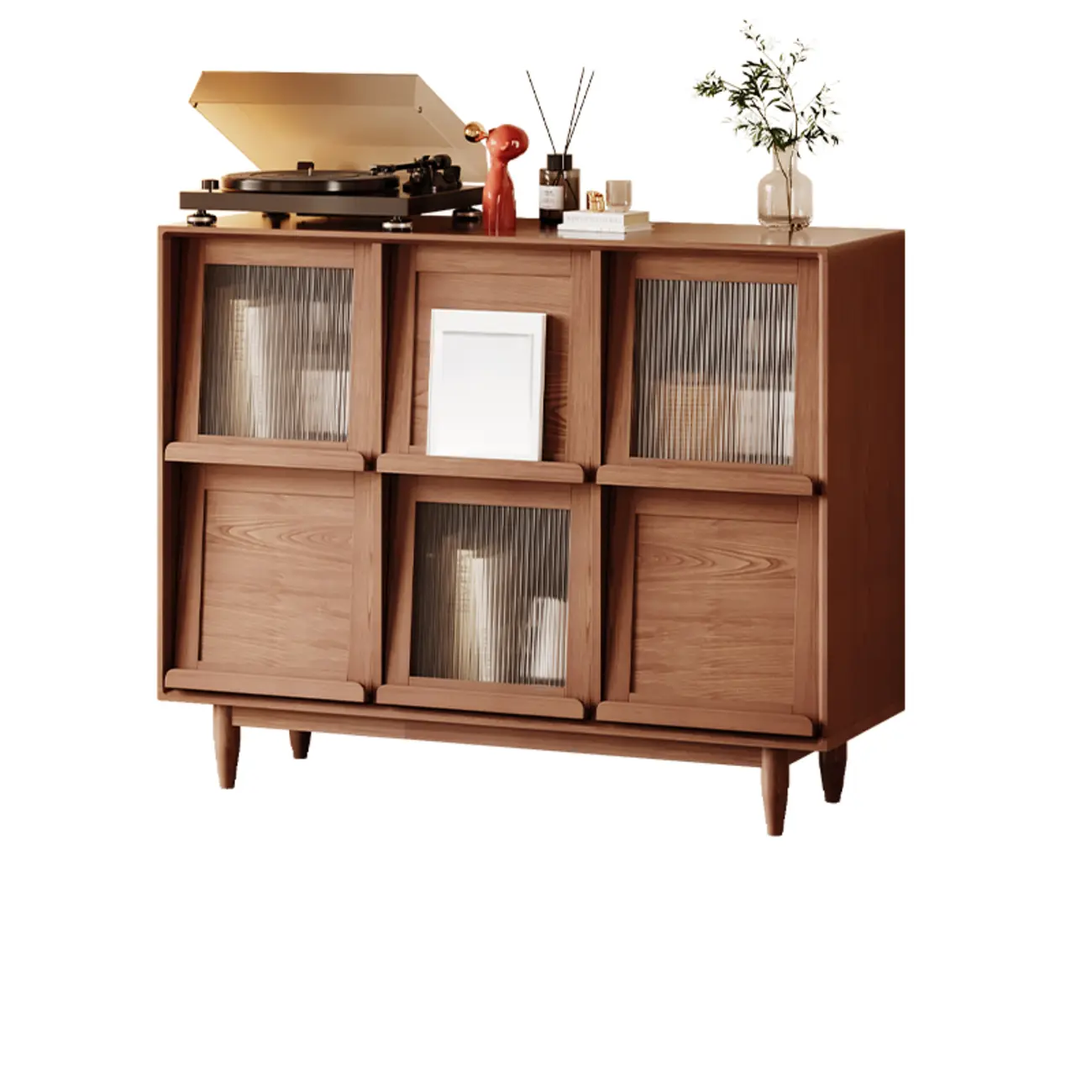 Elegant Rubberwood Modern Vertical Bookcase With Cabinets Image - 5 | homeyfad