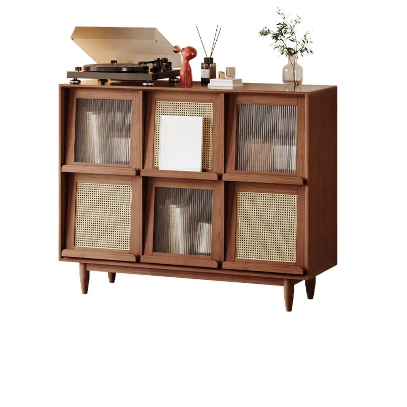 Elegant Rubberwood Modern Vertical Bookcase With Cabinets Image - 8 | homeyfad