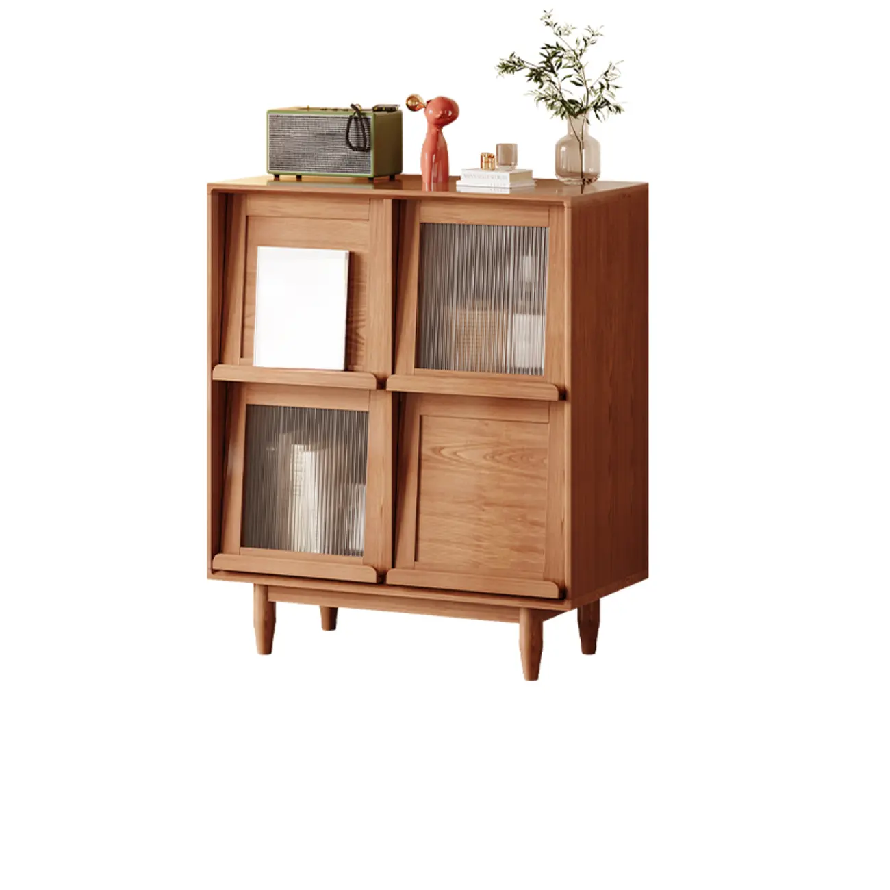 Elegant Rubberwood Modern Vertical Bookcase With Cabinets Image - 9 | homeyfad