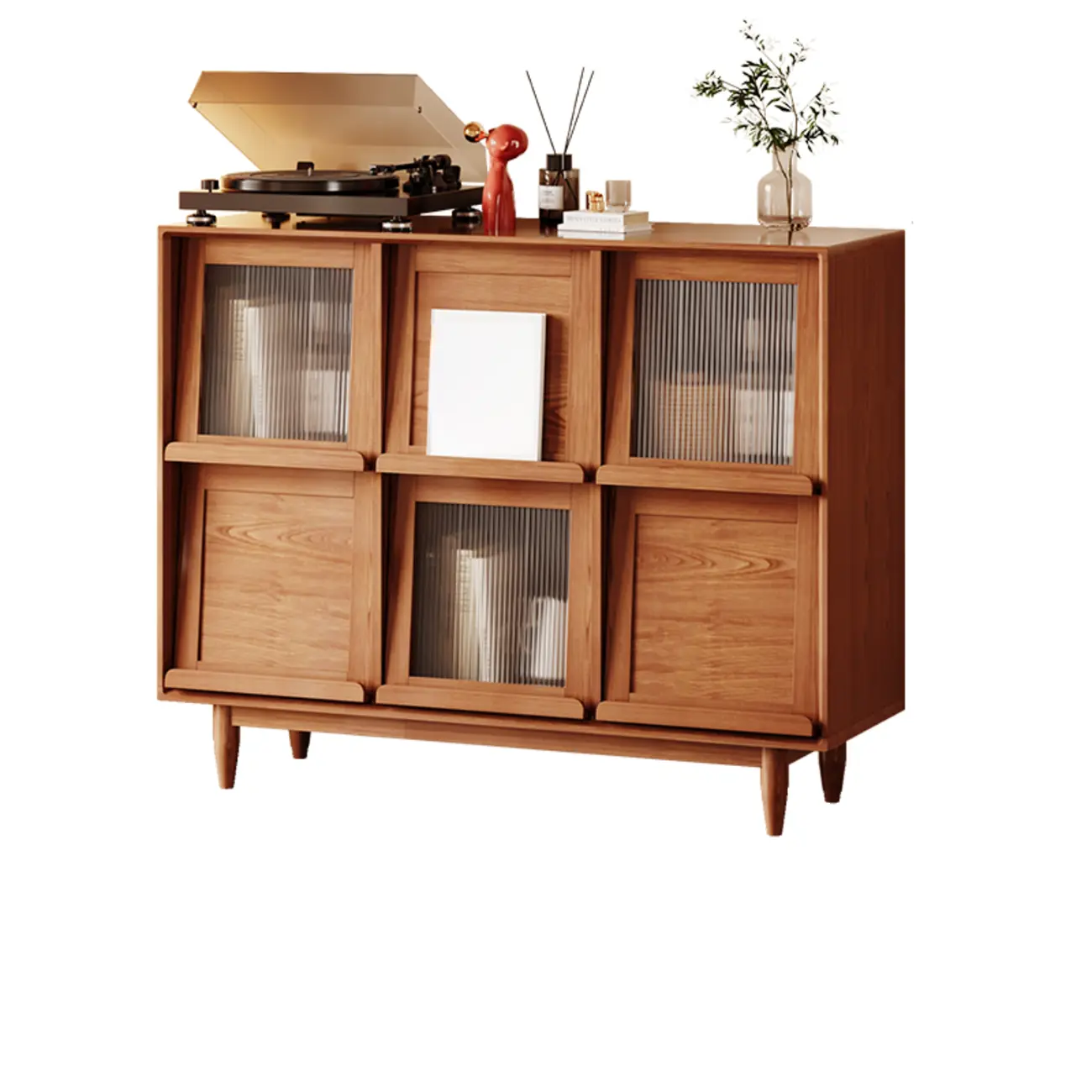 Elegant Rubberwood Modern Vertical Bookcase With Cabinets Image - 13 | homeyfad