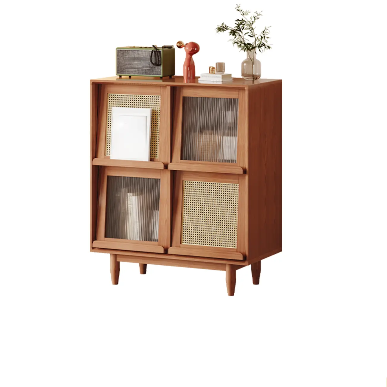 Elegant Rubberwood Modern Vertical Bookcase With Cabinets Image - 15 | homeyfad