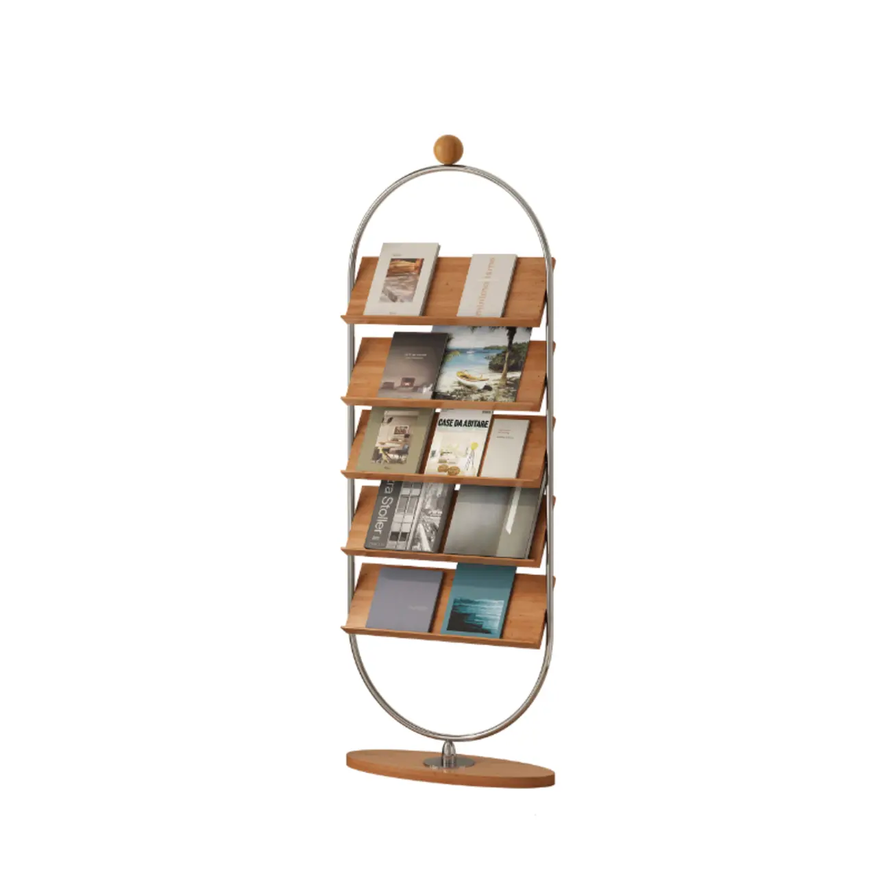 Contemporary Stainless Steel Display Vertical Bookshelf 5-tier Image - 2 | homeyfad