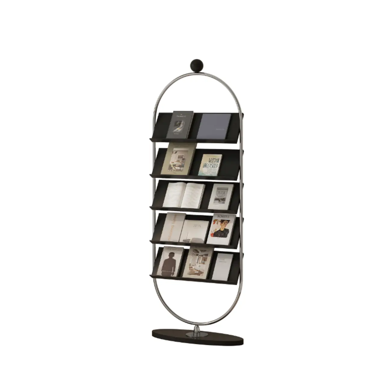 Contemporary Stainless Steel Display Vertical Bookshelf 5-tier Image - 3 | homeyfad