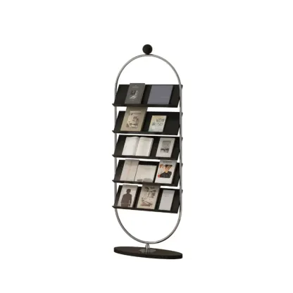 Contemporary Stainless Steel Display Vertical Bookshelf 5-tier Image - 3