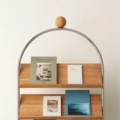 Contemporary Stainless Steel Display Vertical Bookshelf 5-tier Image - 7