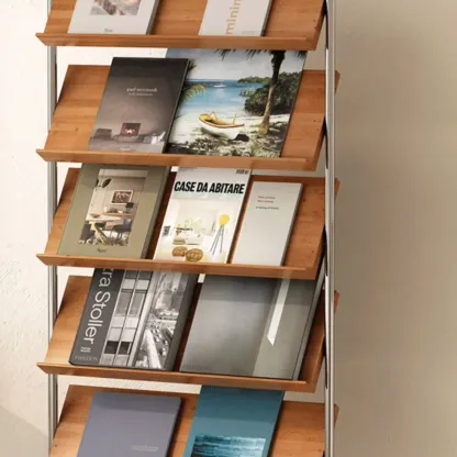 Contemporary Stainless Steel Display Vertical Bookshelf 5-tier Image - 8