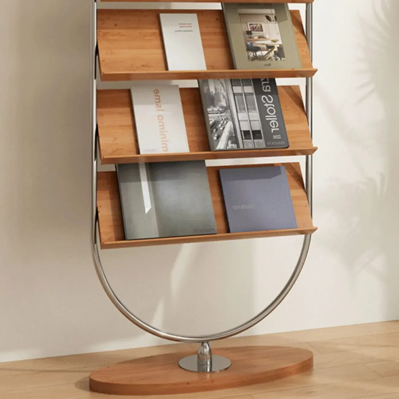 Contemporary Stainless Steel Display Vertical Bookshelf 5-tier Image - 9