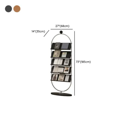 Contemporary Stainless Steel Display Vertical Bookshelf 5-tier #size