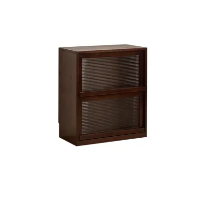 Horizontal Oak Wood Closed Back Bookcase With Drawers Image - 5
