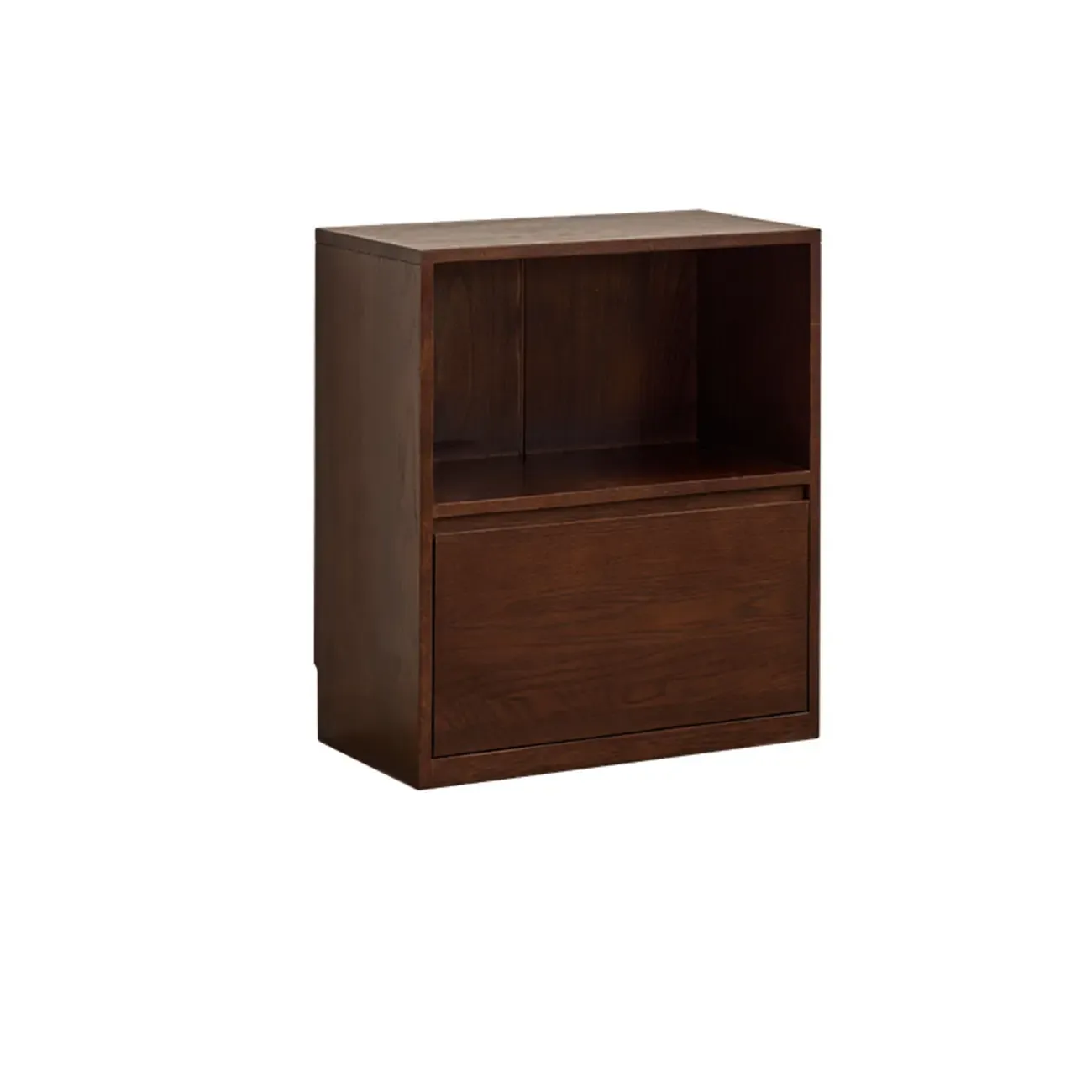 Horizontal Oak Wood Closed Back Bookcase With Drawers Image - 8