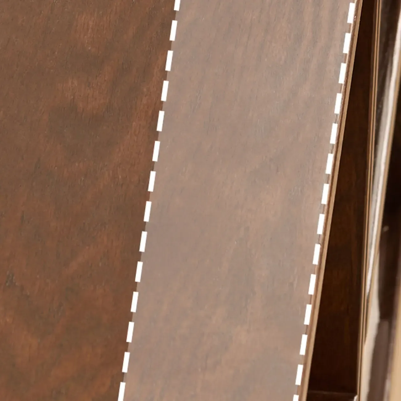 Horizontal Oak Wood Closed Back Bookcase With Drawers Image - 12