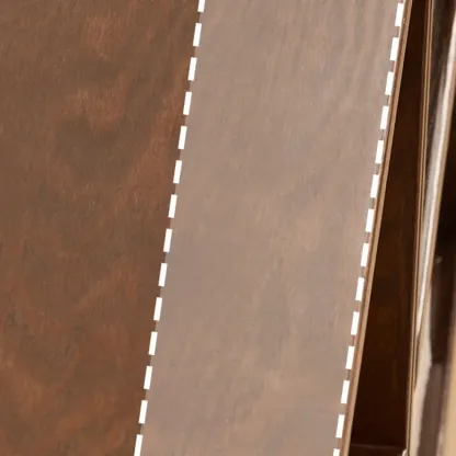 Horizontal Oak Wood Closed Back Bookcase With Drawers Image - 12