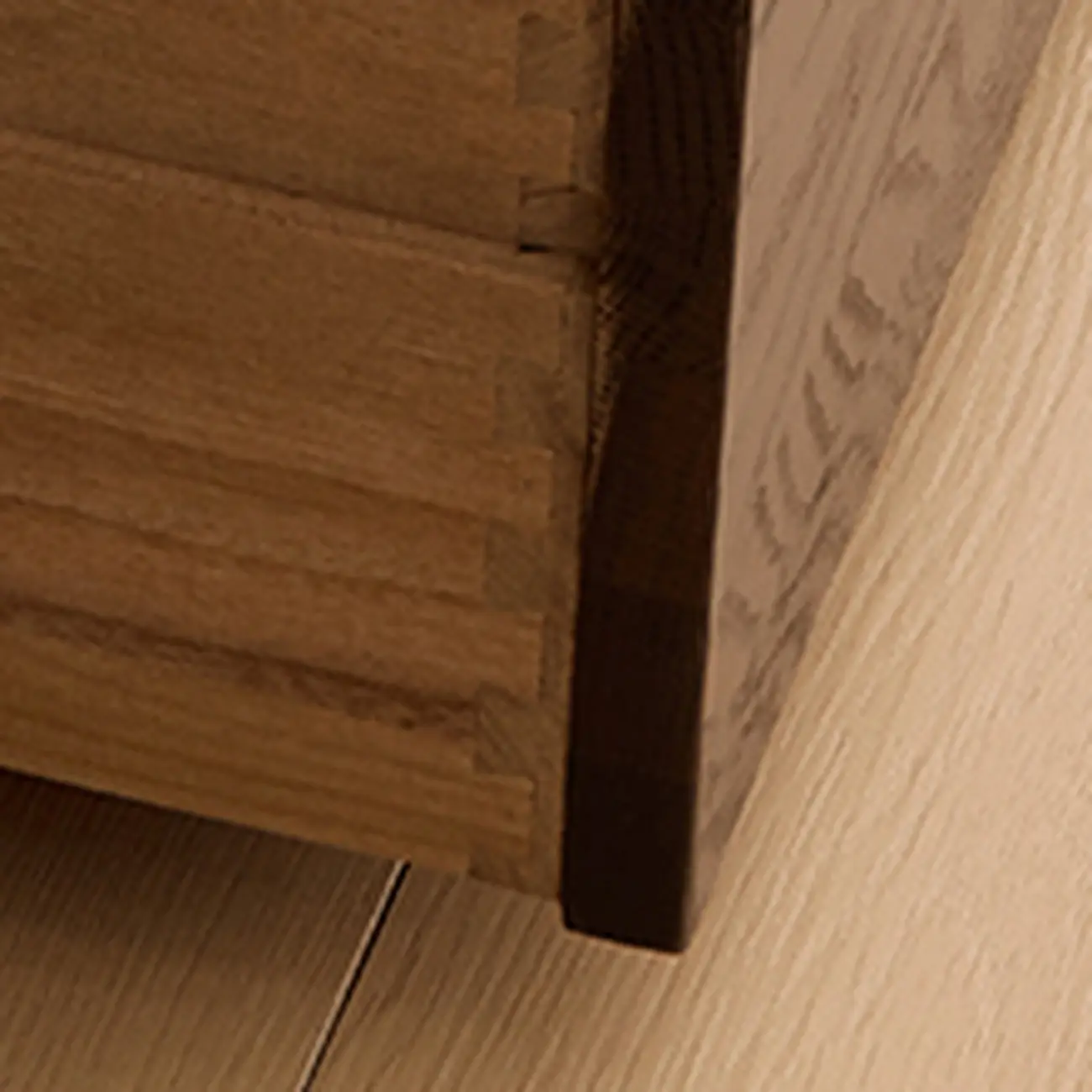 Horizontal Oak Wood Closed Back Bookcase With Drawers Image - 14 | homeyfad