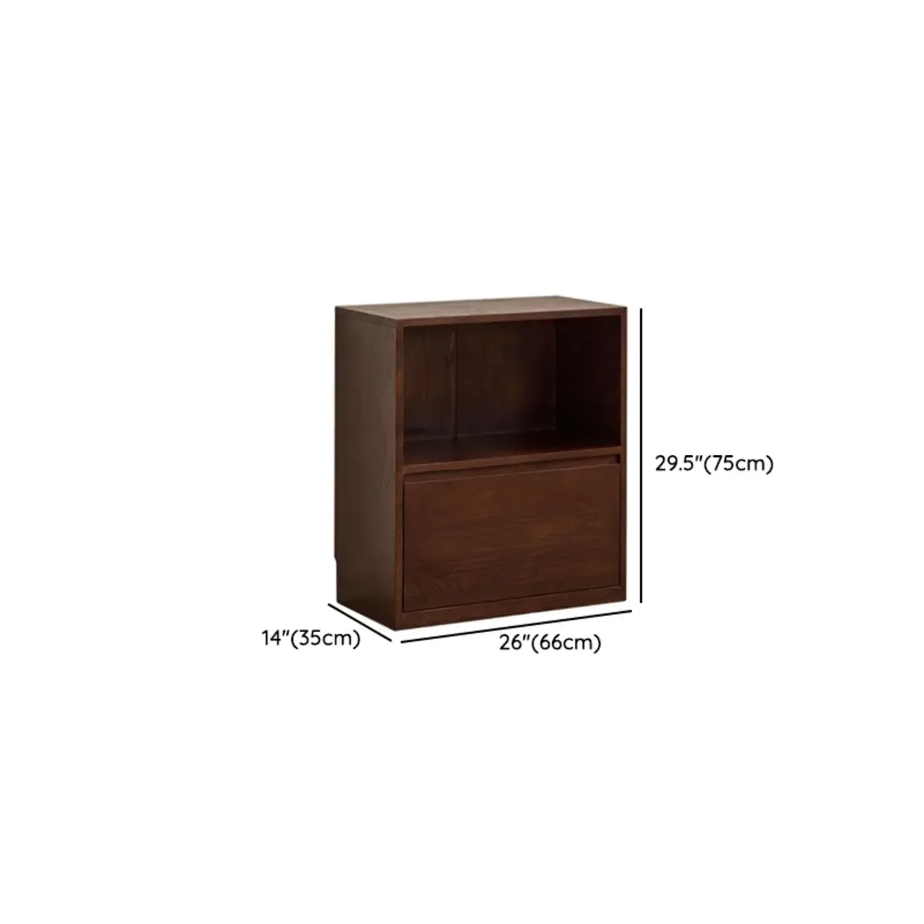 Horizontal Oak Wood Closed Back Bookcase With Drawers Image - 19