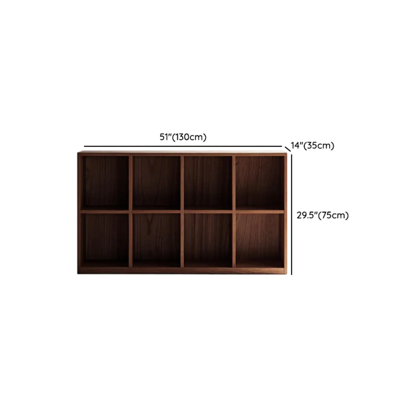Horizontal Oak Wood Closed Back Bookcase With Drawers Image - 22 | homeyfad