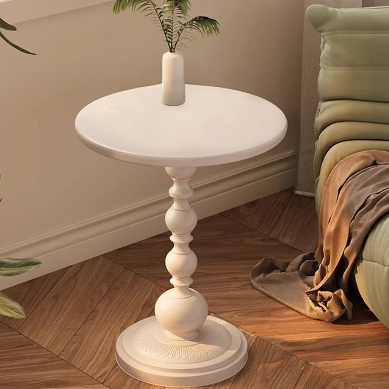 Modern Classic Iron Pedestal End Table Black-White Image - 4 | homeyfad