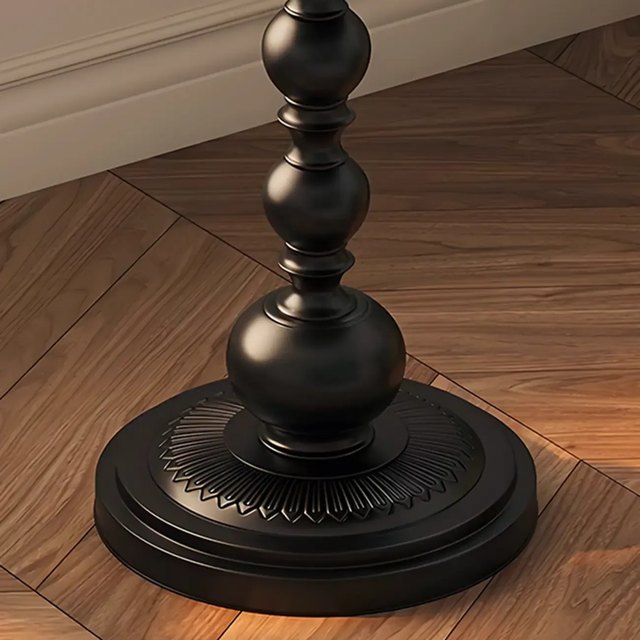 Modern Classic Iron Pedestal End Table Black-White Image - 7