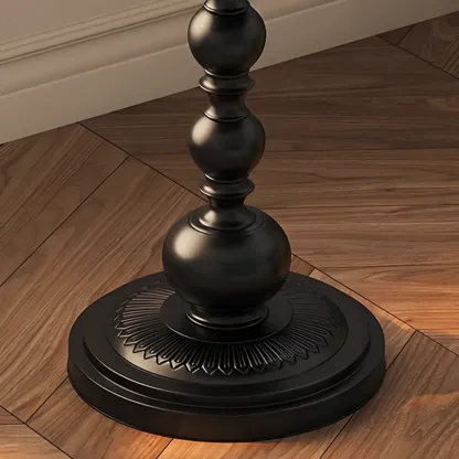 Modern Classic Iron Pedestal End Table Black-White Image - 7