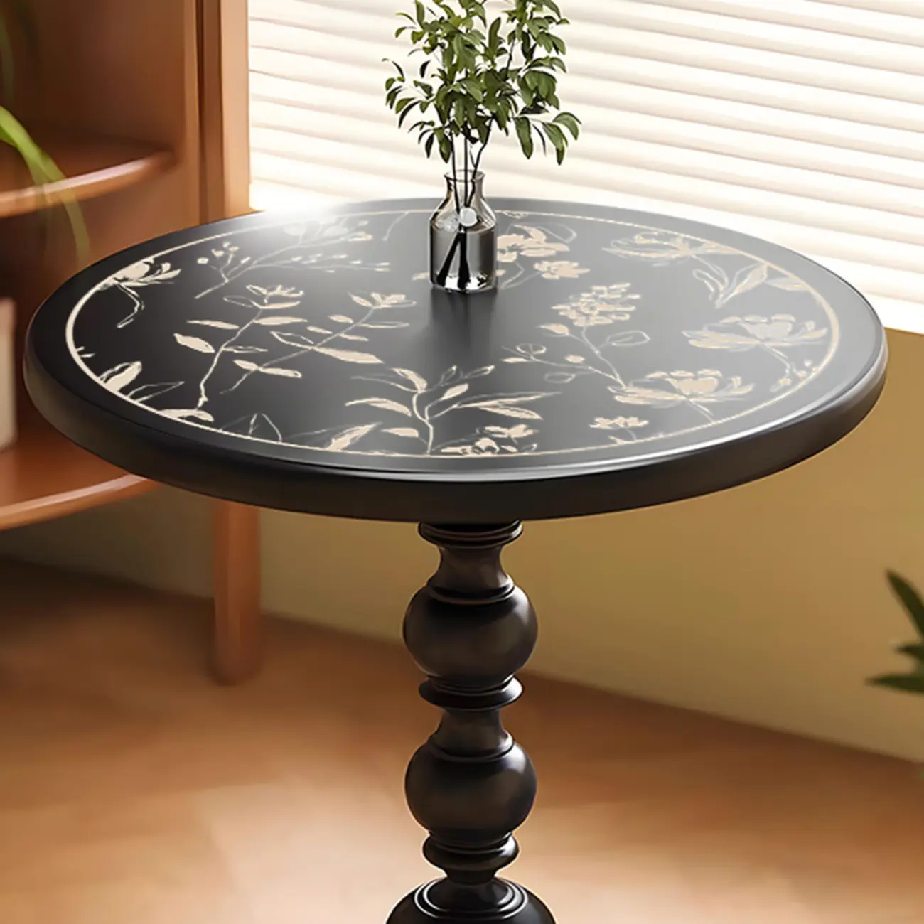 Modern Classic Iron Pedestal End Table Black-White Image - 11 | homeyfad
