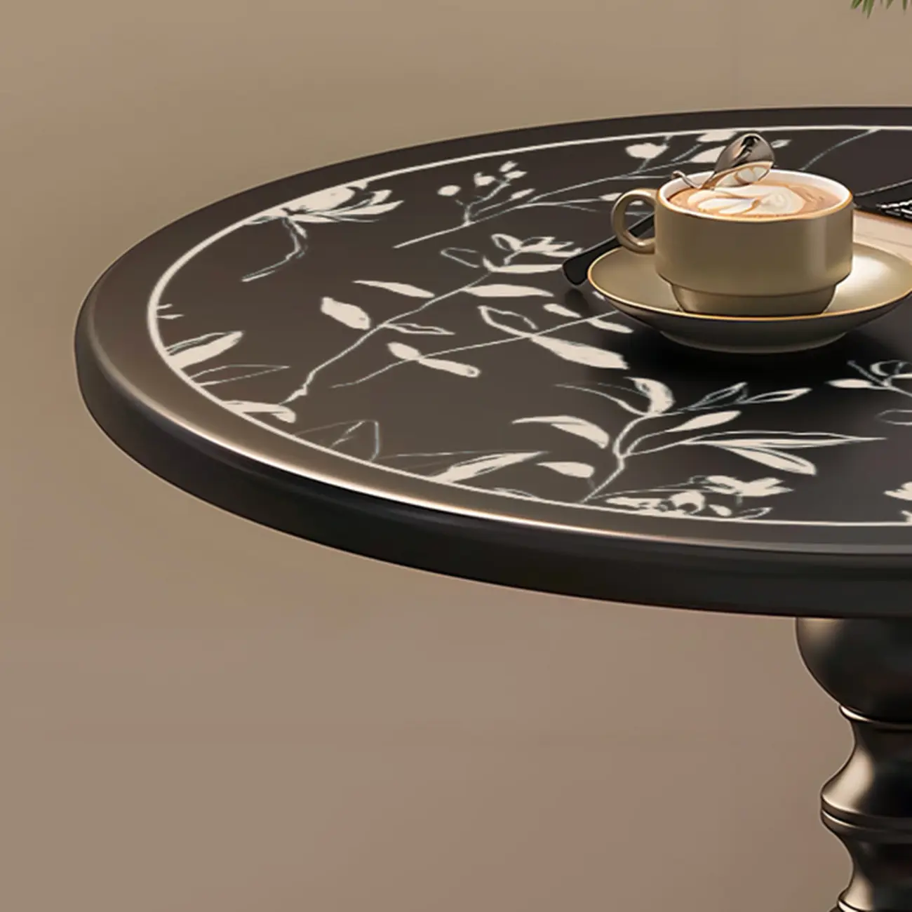 Modern Classic Iron Pedestal End Table Black-White Image - 16 | homeyfad