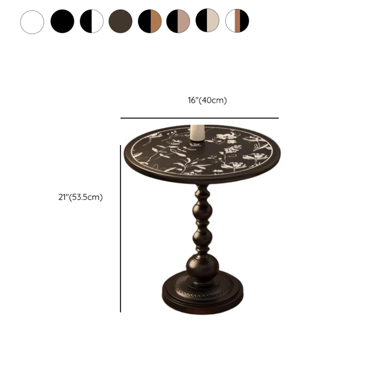 Modern Classic Iron Pedestal End Table Black-White #size | homeyfad
