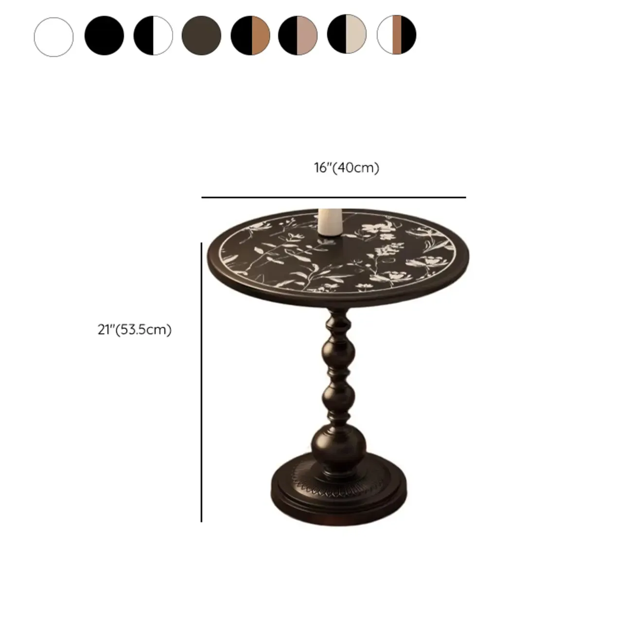 Modern Classic Iron Pedestal End Table Black-White #size