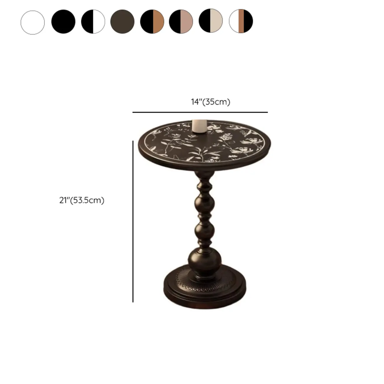 Modern Classic Iron Pedestal End Table Black-White Image - 26 | homeyfad