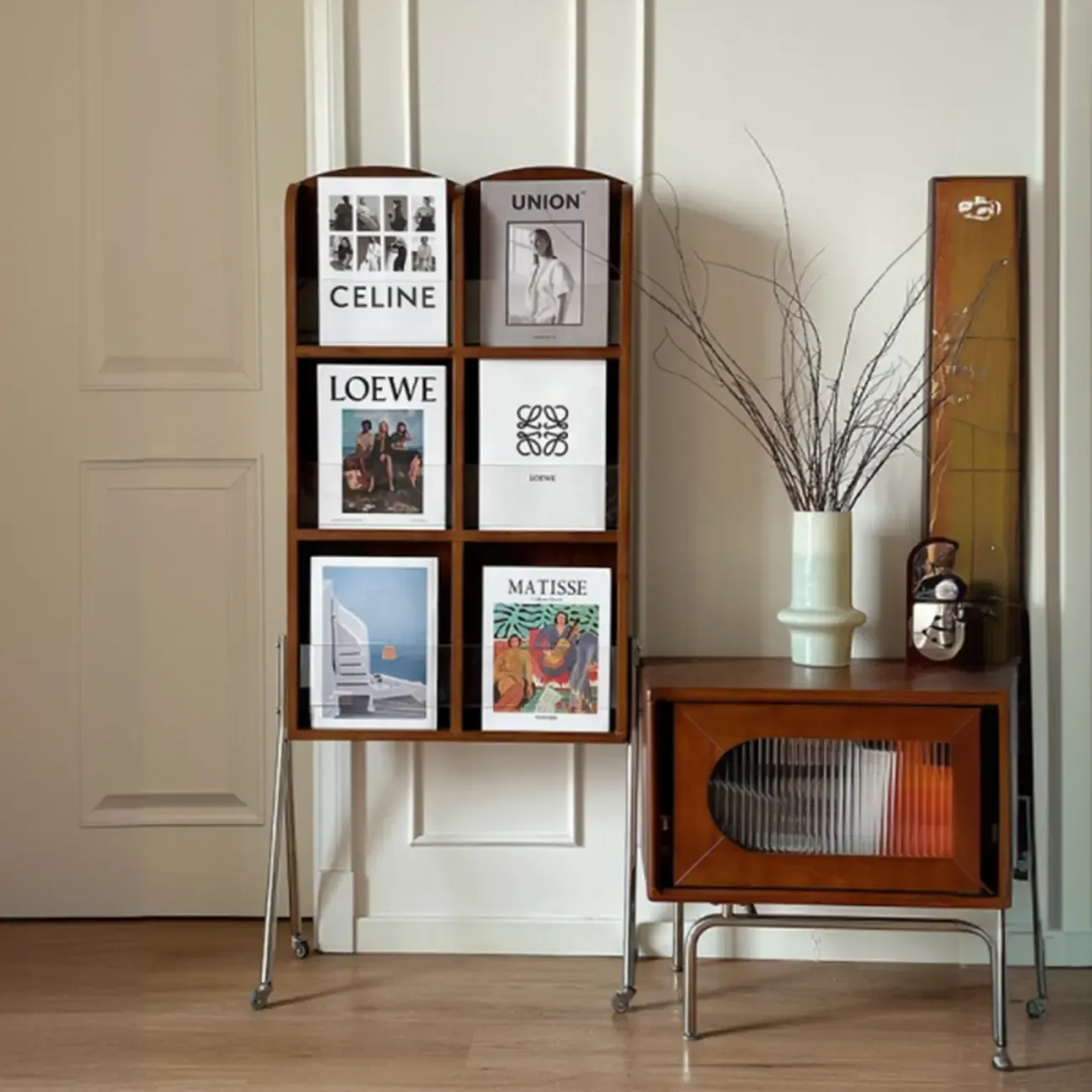 Modern Closed Back Vertical Wood Barrister Bookcase Image - 1