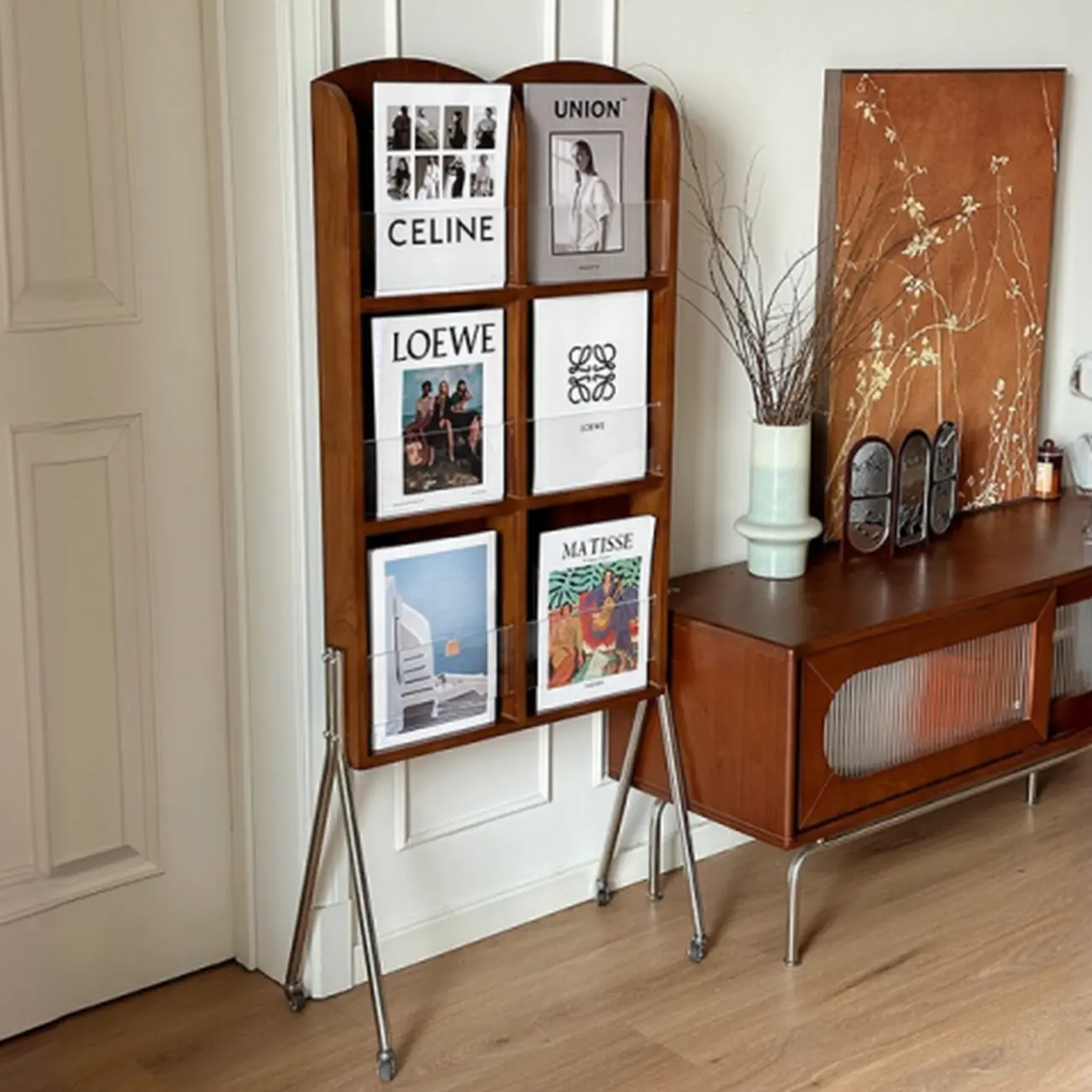 Modern Closed Back Vertical Wood Barrister Bookcase Image - 3 | homeyfad