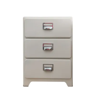 Scandinavian 3 Drawers Wood Nightstand with Legs Image - 2