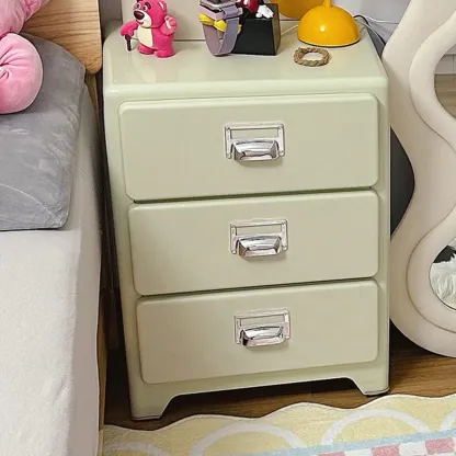 Scandinavian 3 Drawers Wood Nightstand with Legs Image - 5