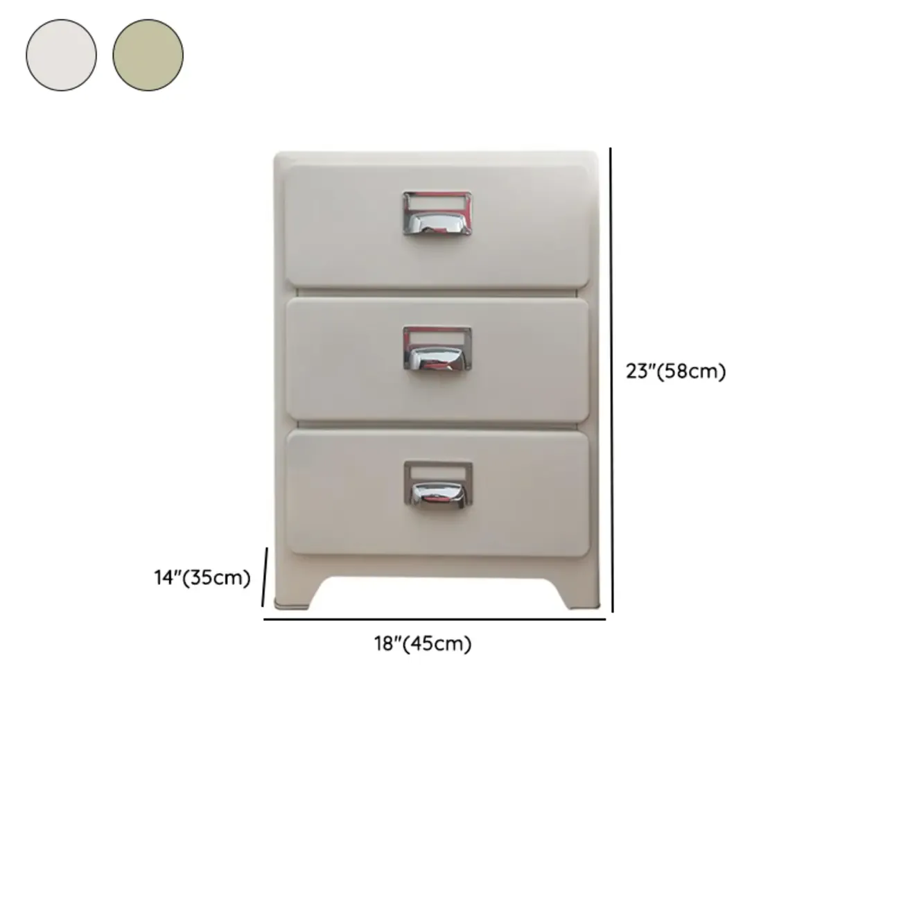 Scandinavian 3 Drawers Wood Nightstand with Legs Image - 9