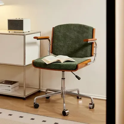 Modern Green Fabric Ergonomic Swivel Office Chair Image - 1