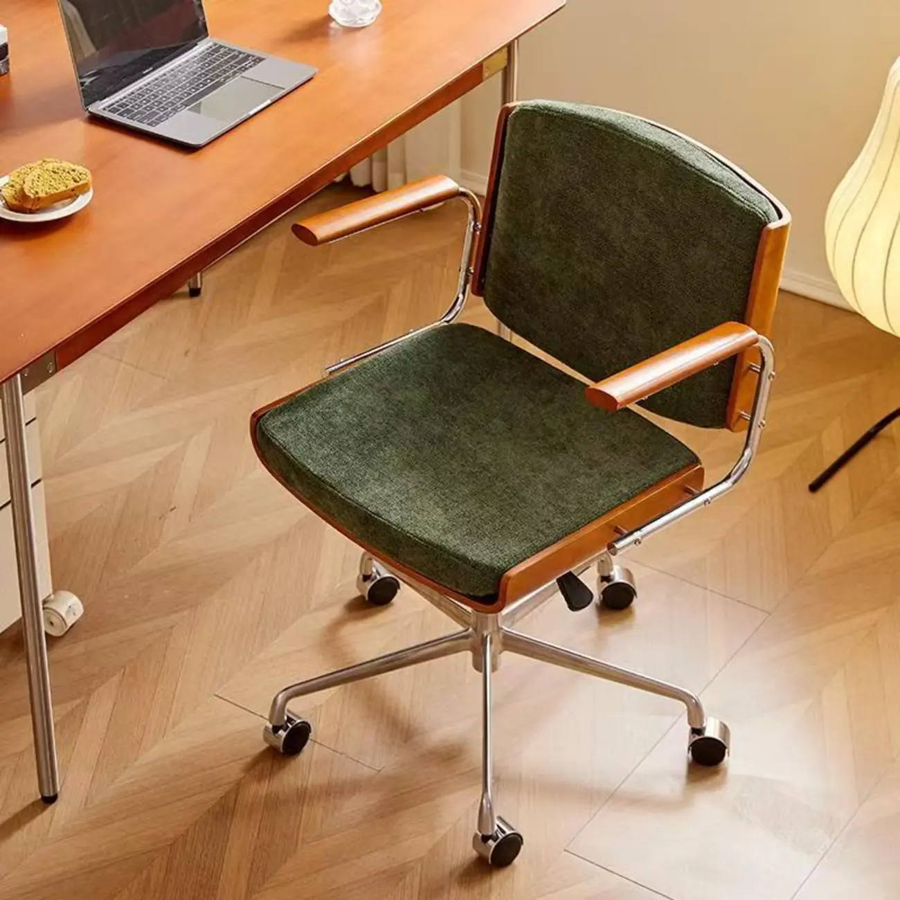 Modern Green Fabric Ergonomic Swivel Office Chair Image - 3 | homeyfad