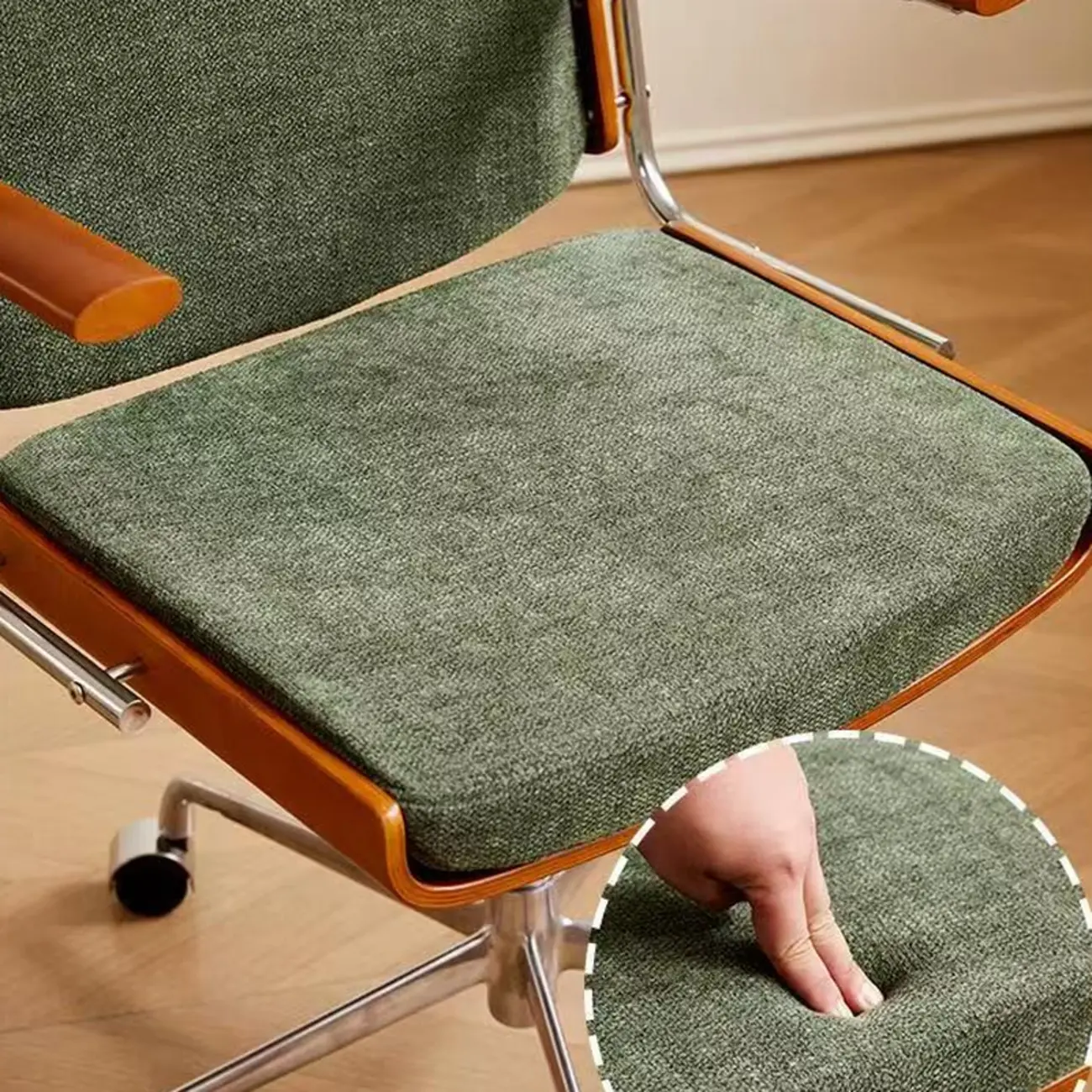 Modern Green Fabric Ergonomic Swivel Office Chair Image - 6 | homeyfad