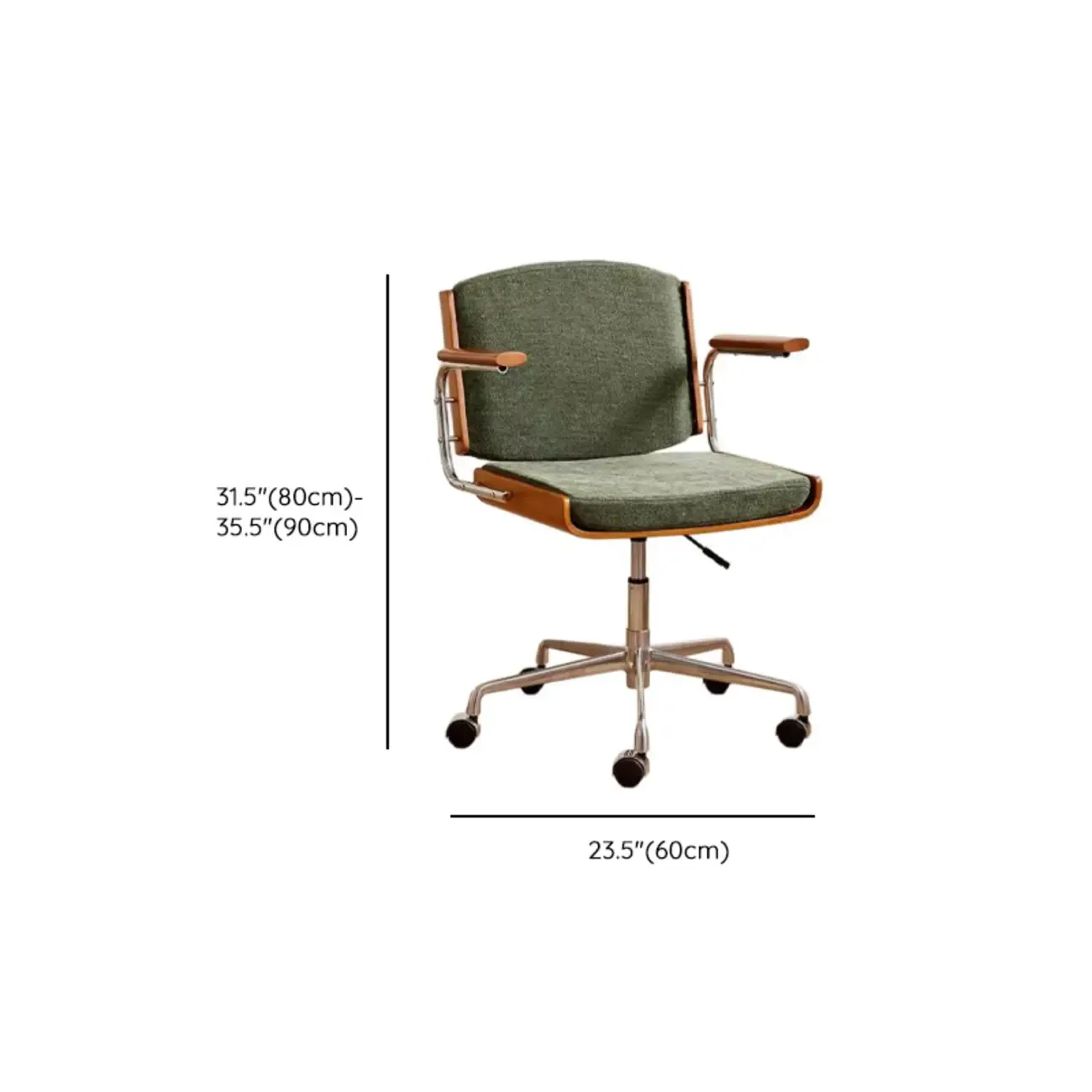Modern Green Fabric Ergonomic Swivel Office Chair #size