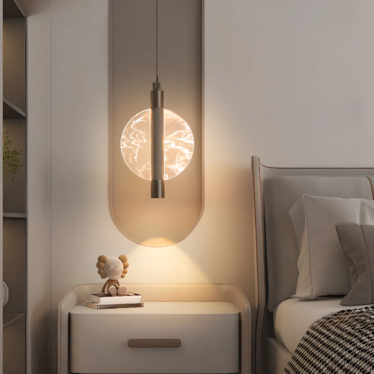 Round Modern Metal Acrylic Pendant Light For Bedroom Image - 1 | homeyfad