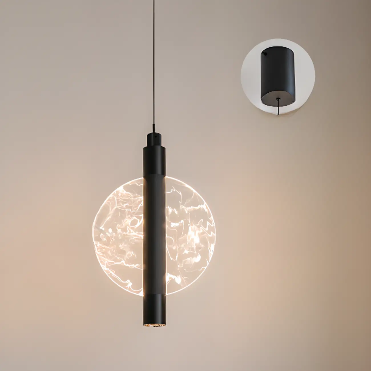 Round Modern Metal Acrylic Pendant Light For Bedroom Image - 2 | homeyfad