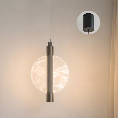 Round Modern Metal Acrylic Pendant Light For Bedroom Image - 3