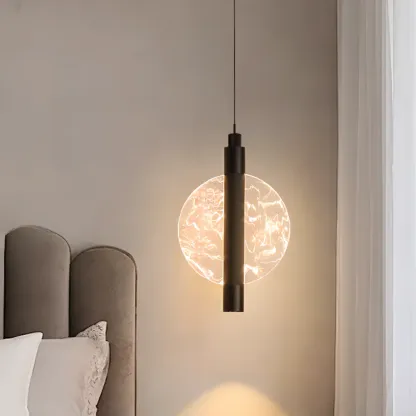 Round Modern Metal Acrylic Pendant Light For Bedroom Image - 4