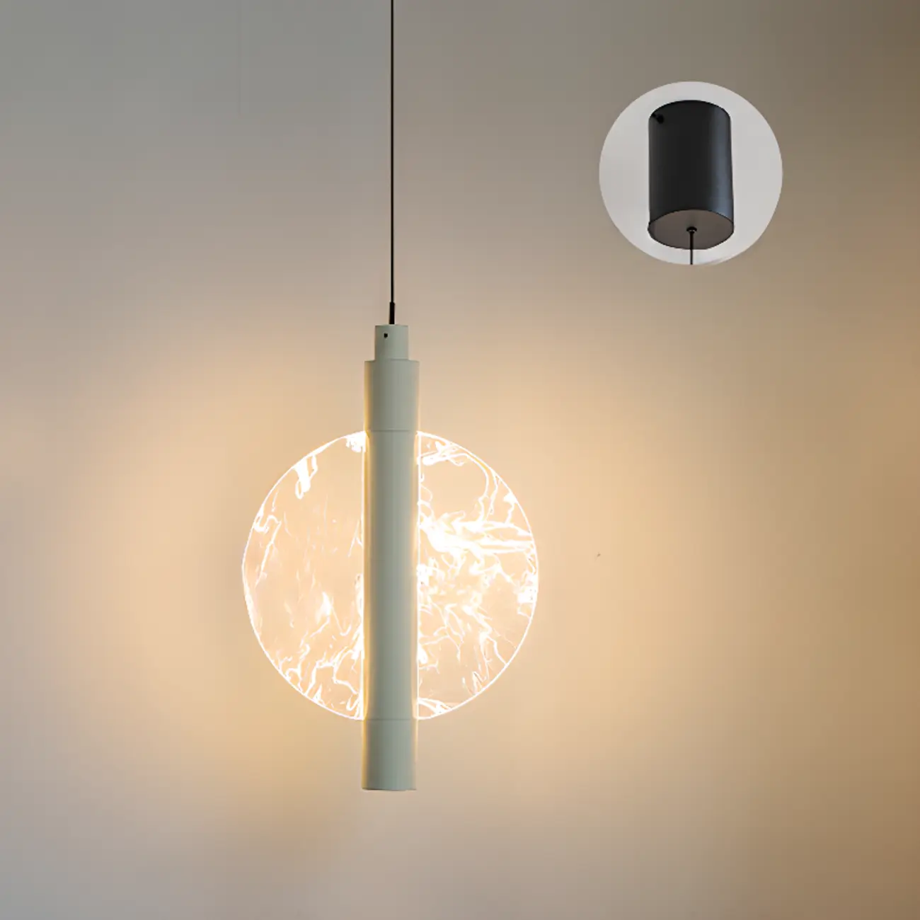 Round Modern Metal Acrylic Pendant Light For Bedroom Image - 5 | homeyfad