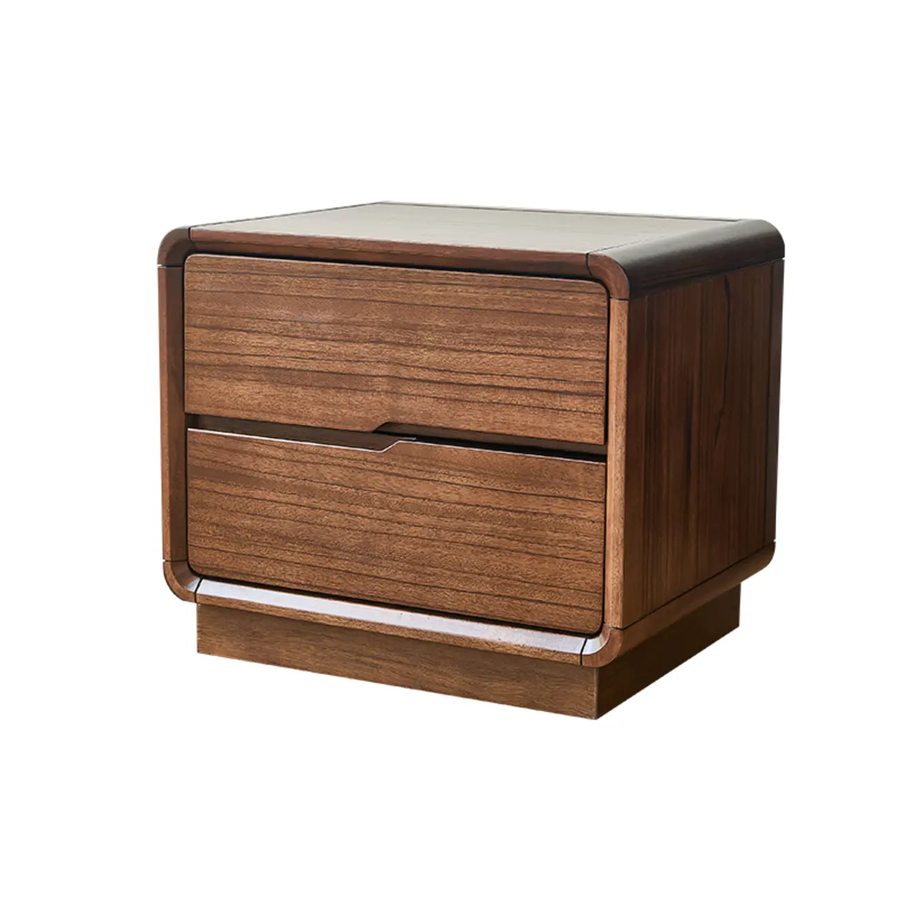 Mid Century Modern Walnut Solid Wood 2- Drawer Nightstand Image - 2 | homeyfad