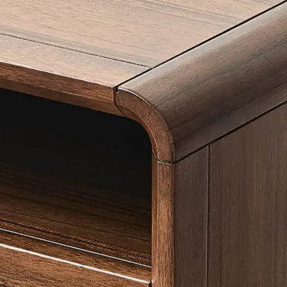 Mid Century Modern Walnut Solid Wood 2- Drawer Nightstand Image - 9