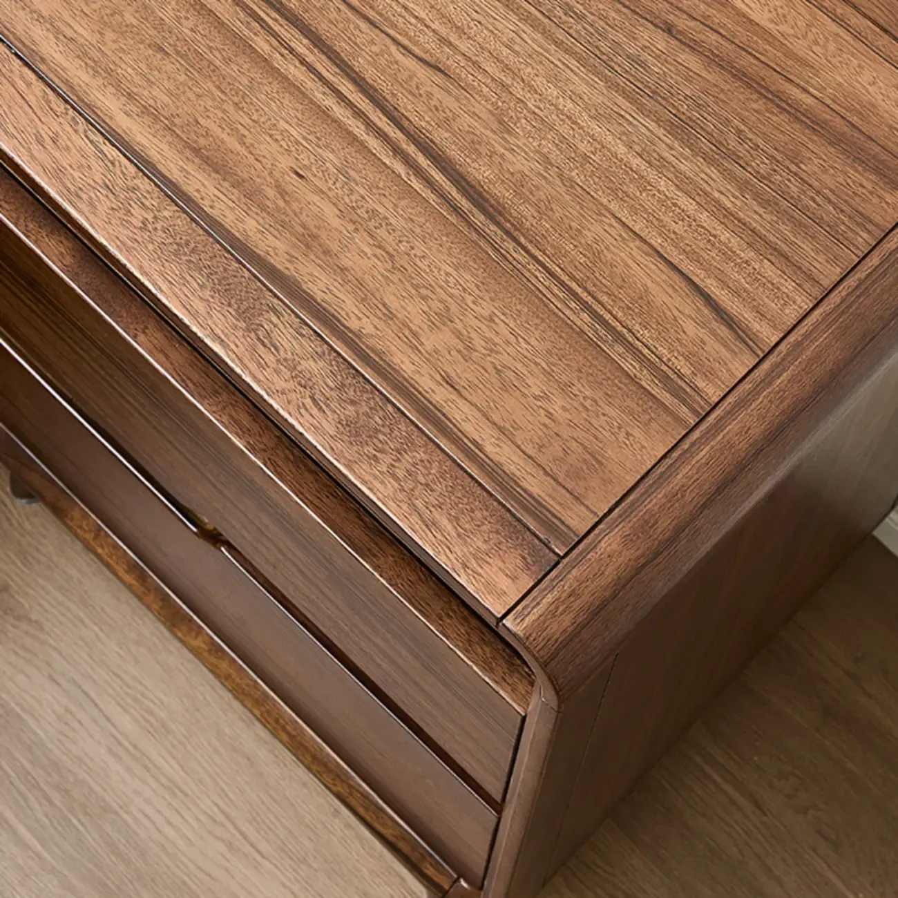 Mid Century Modern Walnut Solid Wood 2- Drawer Nightstand Image - 10