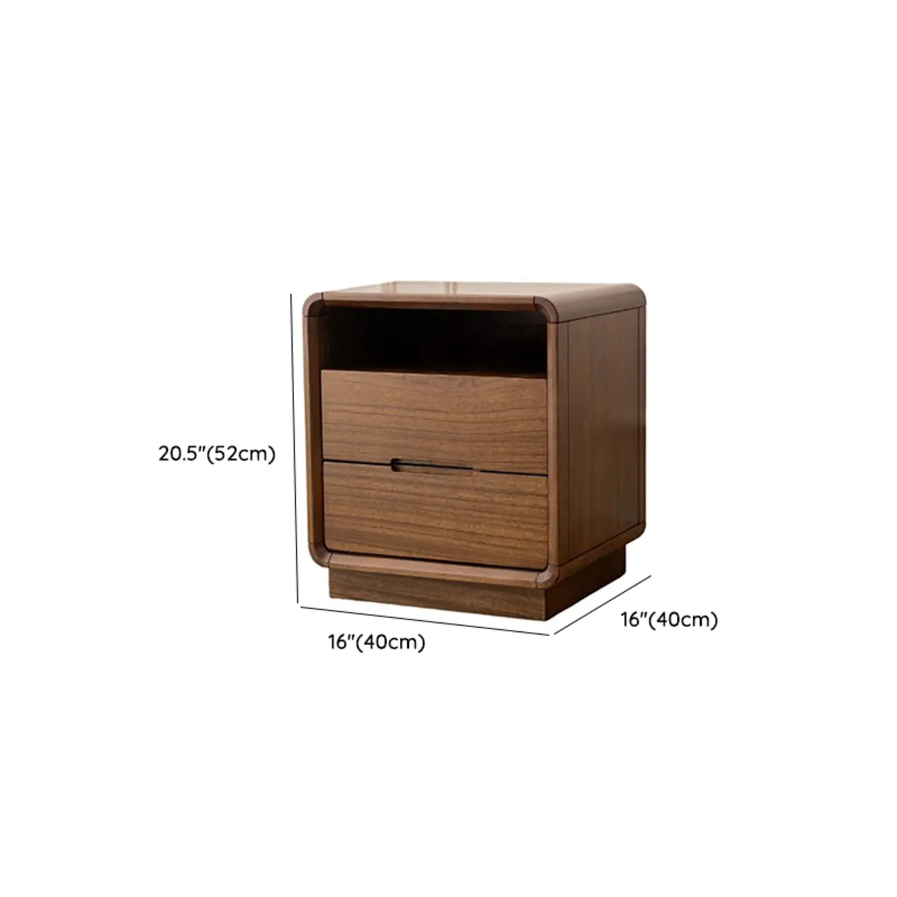 Mid Century Modern Walnut Solid Wood 2- Drawer Nightstand #size | homeyfad