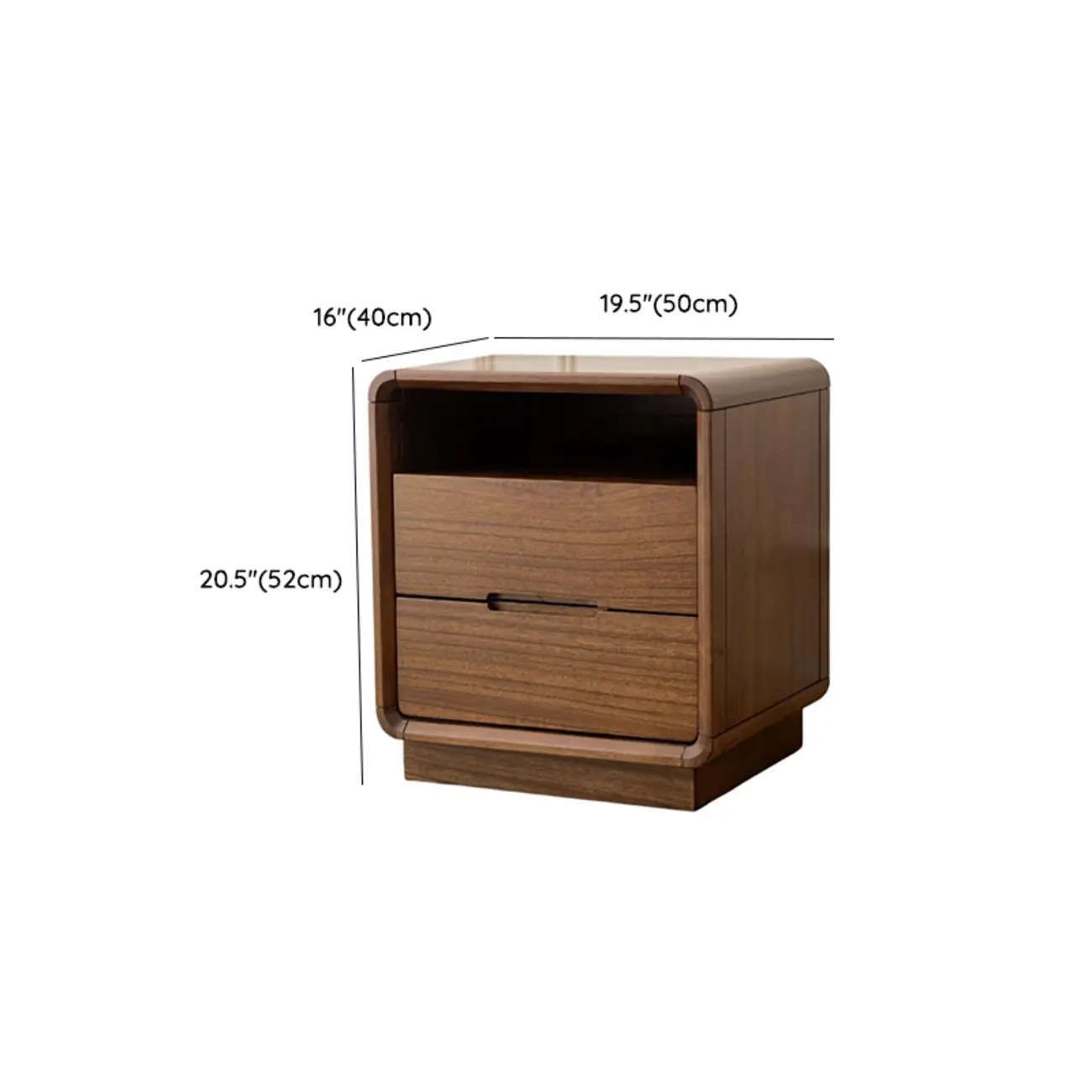 Mid Century Modern Walnut Solid Wood 2- Drawer Nightstand Image - 14 | homeyfad