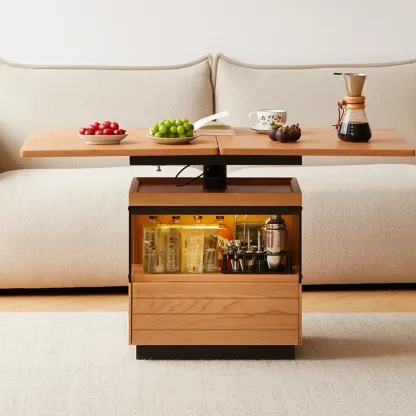 Square Adjustable Folding Laptop Wooden Coffee Table Image - 3